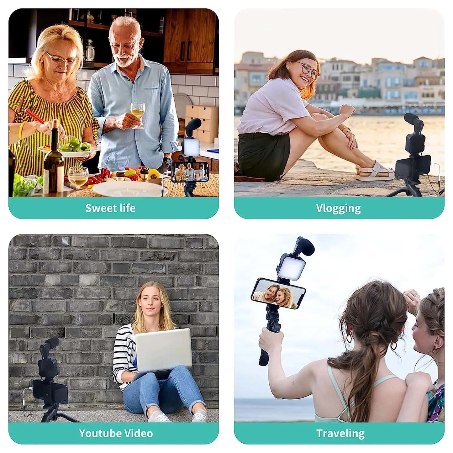 Professional Smartphone Vlogging Kit for iPhone and Android with Tripod and Mini Microphone - Ideal Starter Kit for TikTok, Live Streaming, and YouTube Videos