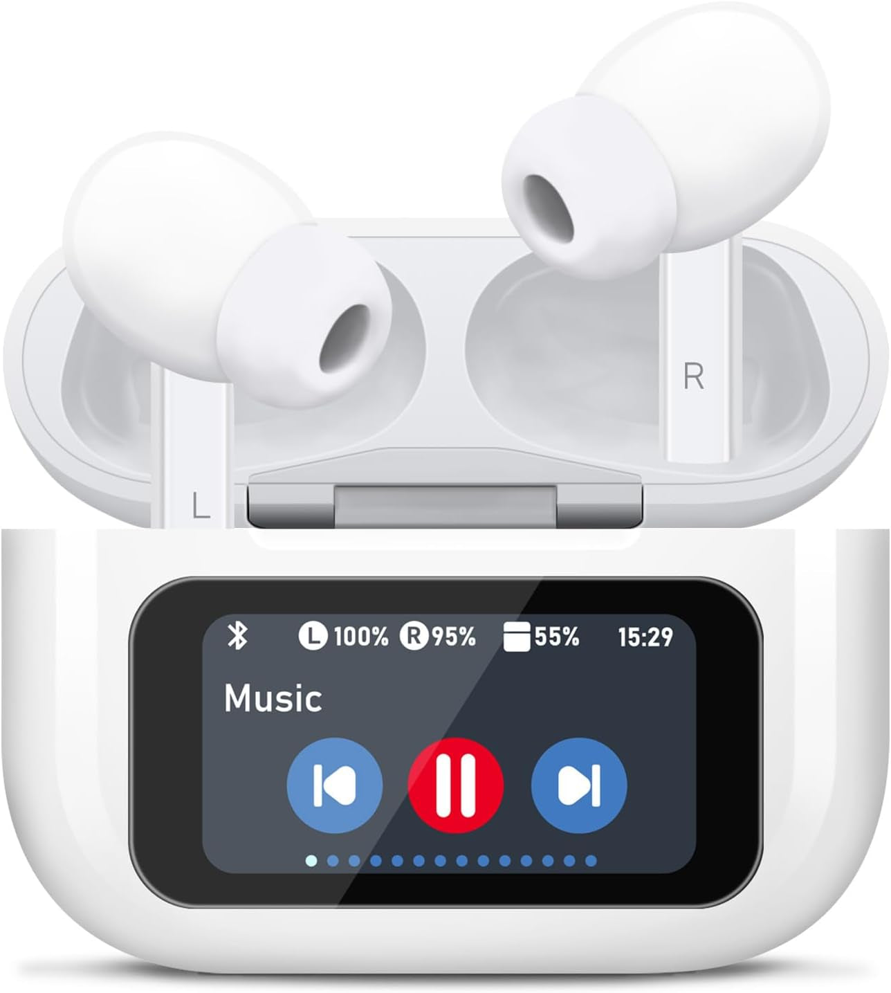 Wireless Earbuds, 5.4 Bluetooth Headphones with Touch Screen Ear Buds, ANC ENC Noise Cancelling Earbuds Headphones with Microphone, Wireless Bluetooth in Ear Earphones for Android IOS Phones