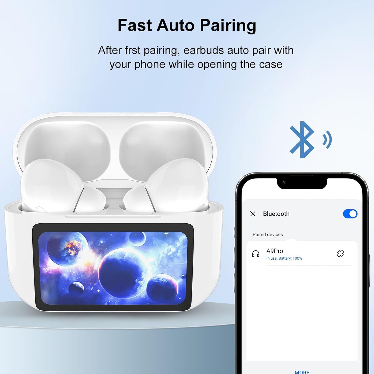 Wireless Earbuds, 5.4 Bluetooth Headphones with Touch Screen Ear Buds, ANC ENC Noise Cancelling Earbuds Headphones with Microphone, Wireless Bluetooth in Ear Earphones for Android IOS Phones