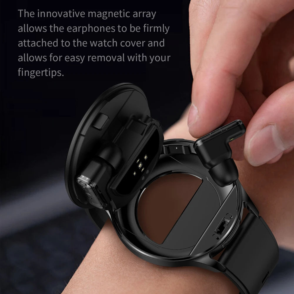 2 in 1 TWS Headset Smart Watch 1.39" Men Women Sport Fitness Heart Rate Health Watches Earphone Noise Reduction Music Smartwatch