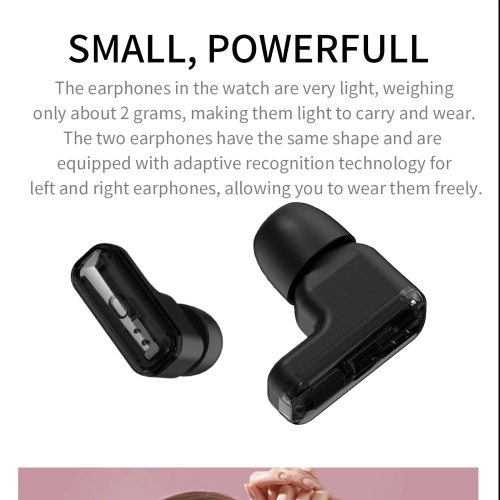 2 in 1 TWS Headset Smart Watch 1.39" Men Women Sport Fitness Heart Rate Health Watches Earphone Noise Reduction Music Smartwatch