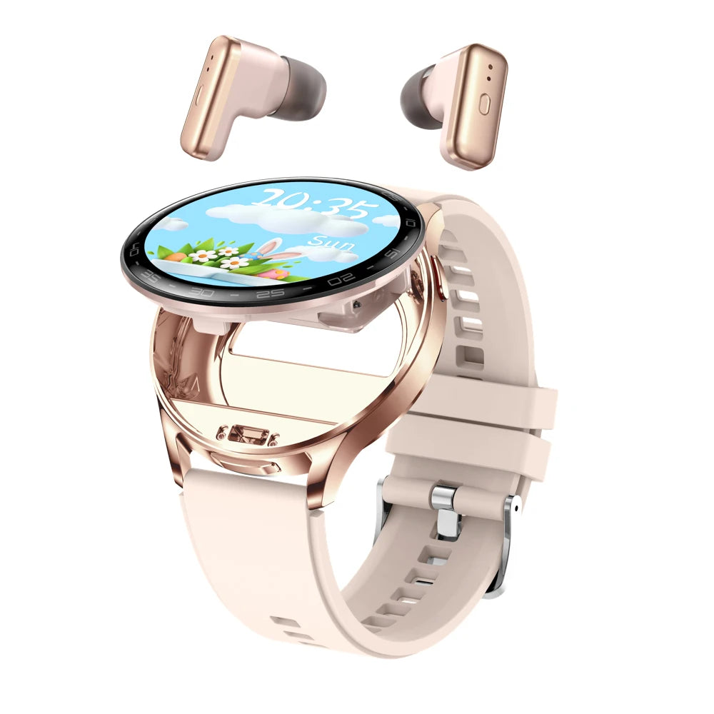 2 in 1 TWS Headset Smart Watch 1.39" Men Women Sport Fitness Heart Rate Health Watches Earphone Noise Reduction Music Smartwatch