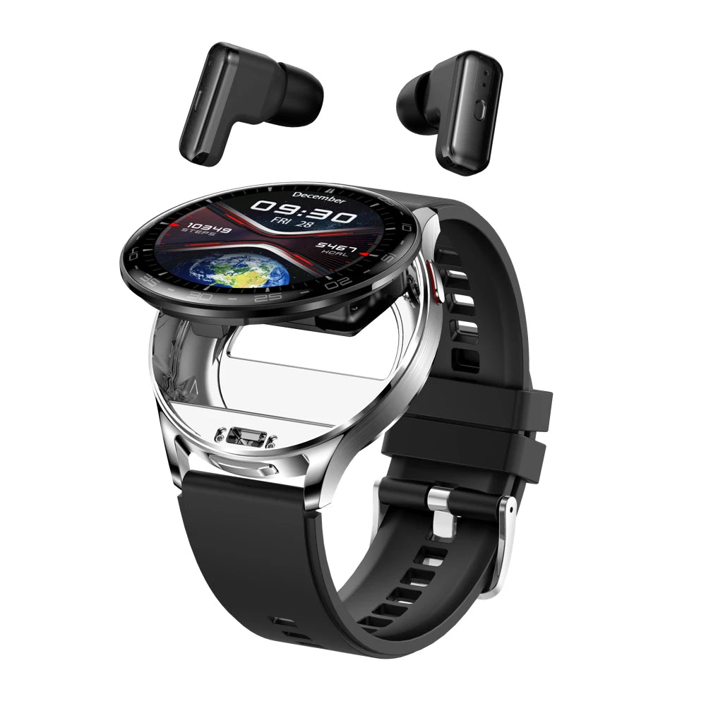 2 in 1 TWS Headset Smart Watch 1.39" Men Women Sport Fitness Heart Rate Health Watches Earphone Noise Reduction Music Smartwatch