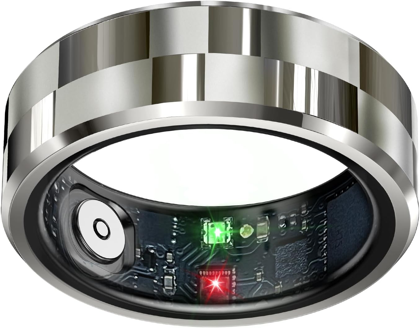 Smart Health Tracking Ring with Sleep Monitoring, Heart Rate Monitoring, and Activity Tracking Features - Waterproof Fitness Ring with Air Gesture Control, 7-Day Battery Life, Compatible with iOS and Android (Stylish Silver #8)