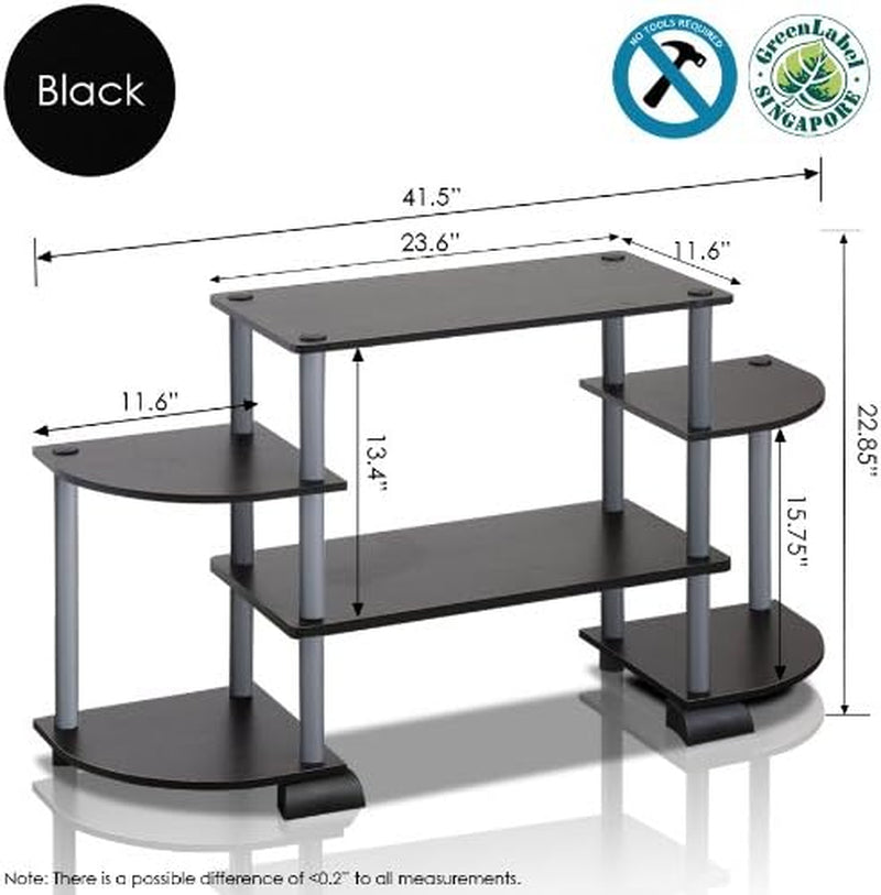 Turn-N-Tube Rounded Corner TV Entertainment Center, Espresso/Black