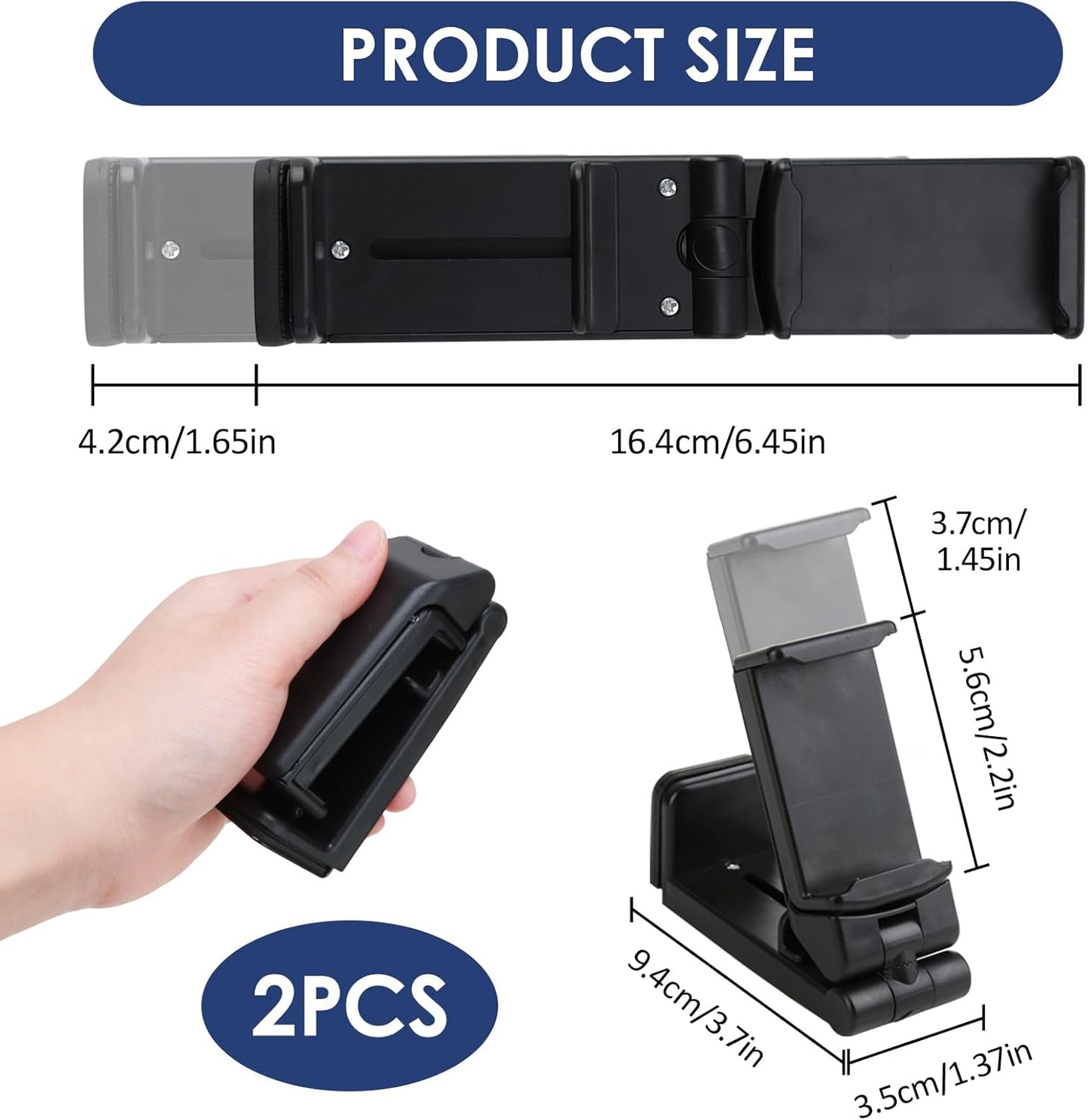 Airplane in Flight Phone Holder, 2PCS 360° Rotatable Universal Desk Stand Compatible with Iphone/Galaxy Android Phones, Portable Adjustable Mount Travel Essential for Plane, Train, Work