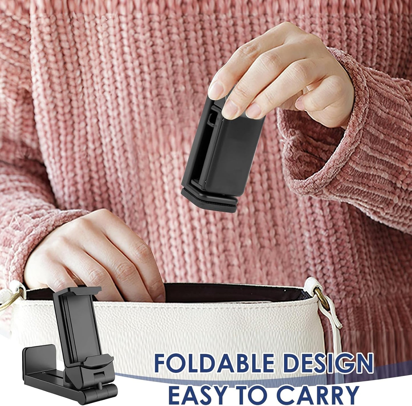Airplane in Flight Phone Holder, 2PCS 360° Rotatable Universal Desk Stand Compatible with Iphone/Galaxy Android Phones, Portable Adjustable Mount Travel Essential for Plane, Train, Work