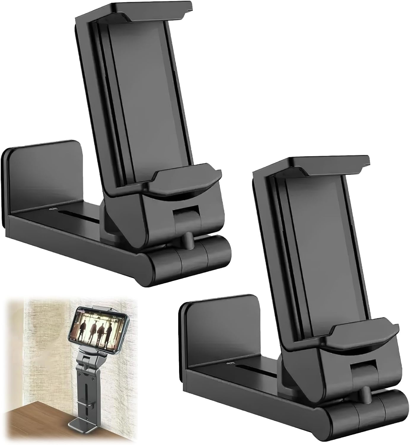 Airplane in Flight Phone Holder, 2PCS 360° Rotatable Universal Desk Stand Compatible with Iphone/Galaxy Android Phones, Portable Adjustable Mount Travel Essential for Plane, Train, Work