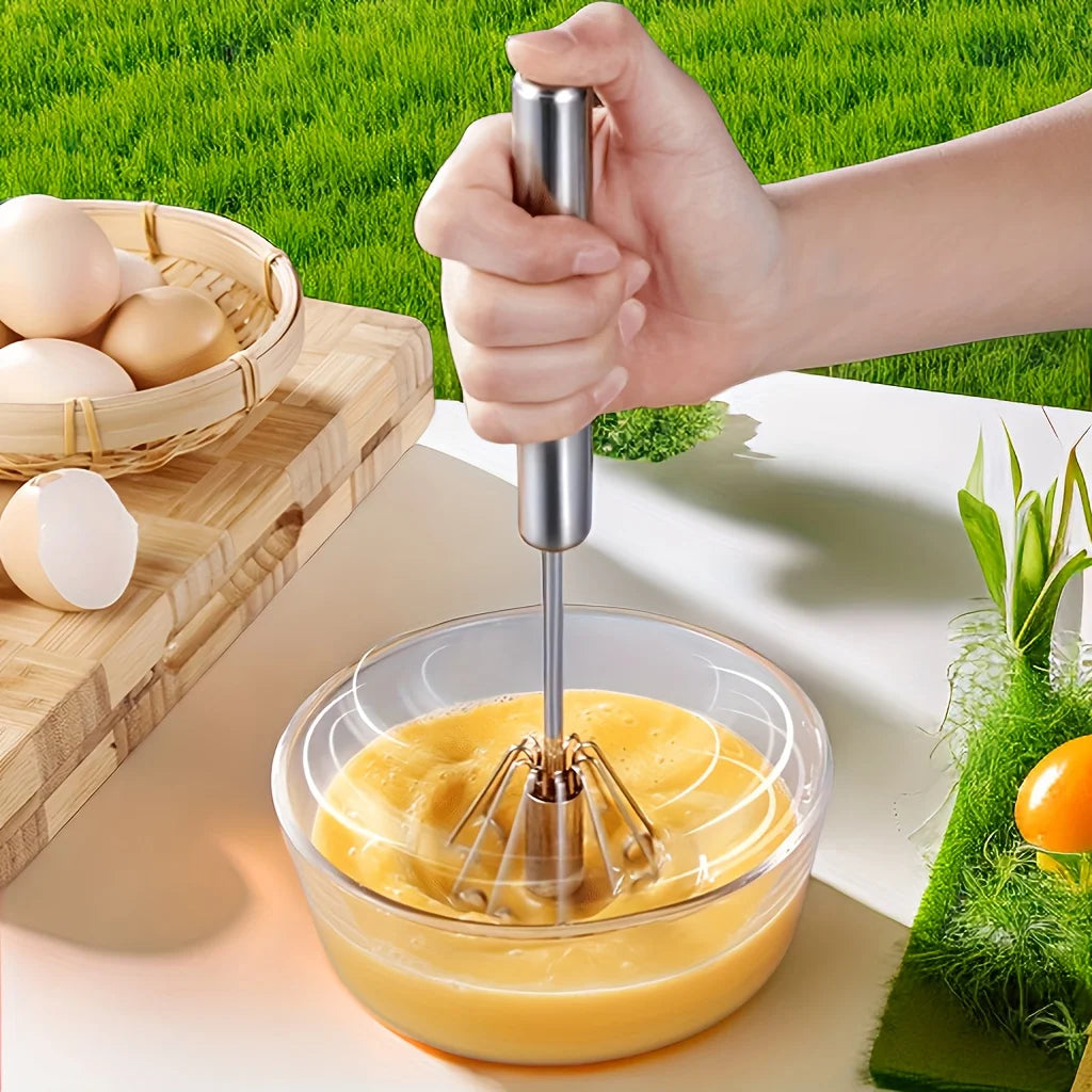 Upgrade Your Baking Game with the Stainless Steel Semi-Automatic Egg Beater - Effortless Mixing for Perfect Cakes and Cream!