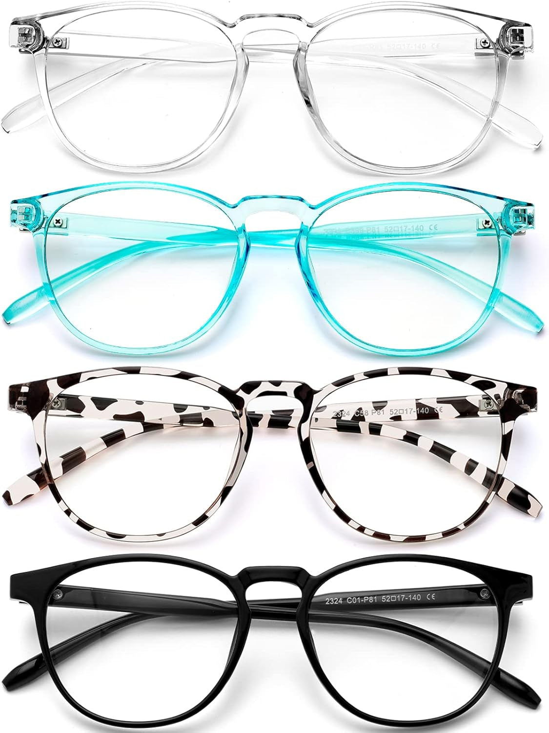 Blue Light Blocking Glasses for Women/Men - 4Pack Computer Reading/Gaming/Tv/Phones Glasses anti UV Glare Eyestrain
