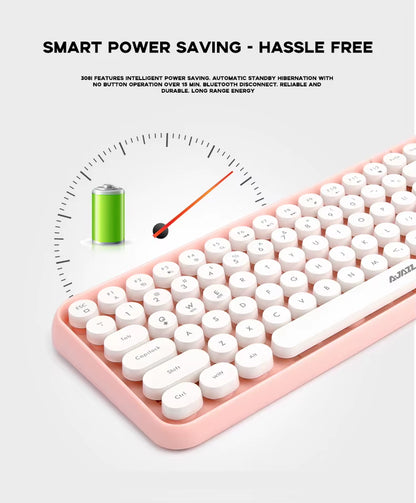 AJAZZ 308I Wireless Keyboard Bluetooth Silent Mouse for Laptop, Mobile Phone, Ipad, Tablet Computer, Cute for Office Use