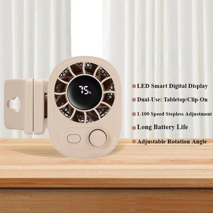 360° Rotatable Portable Car Clip Fan - 100 Speed Wind, 12V USB Rechargeable, Low Noise Mini Clamp Fan