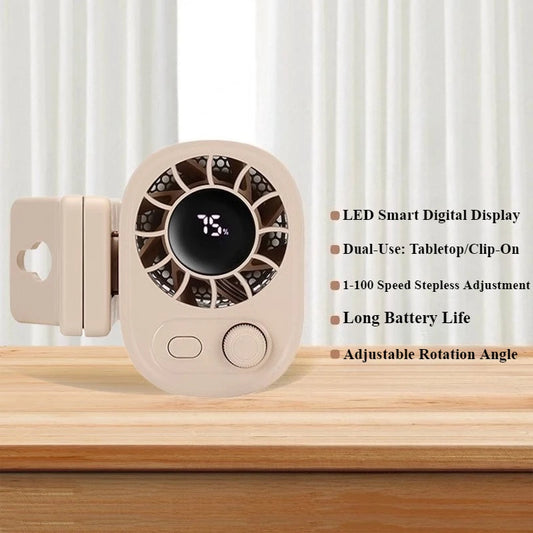 360° Rotatable Portable Car Clip Fan - 100 Speed Wind, 12V USB Rechargeable, Low Noise Mini Clamp Fan