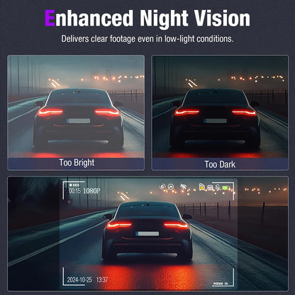 Experience Ultimate Car Safety with the Triple Lens HD Dashcam – 1080P Video Recording, Night Vision & WiFi Connectivity