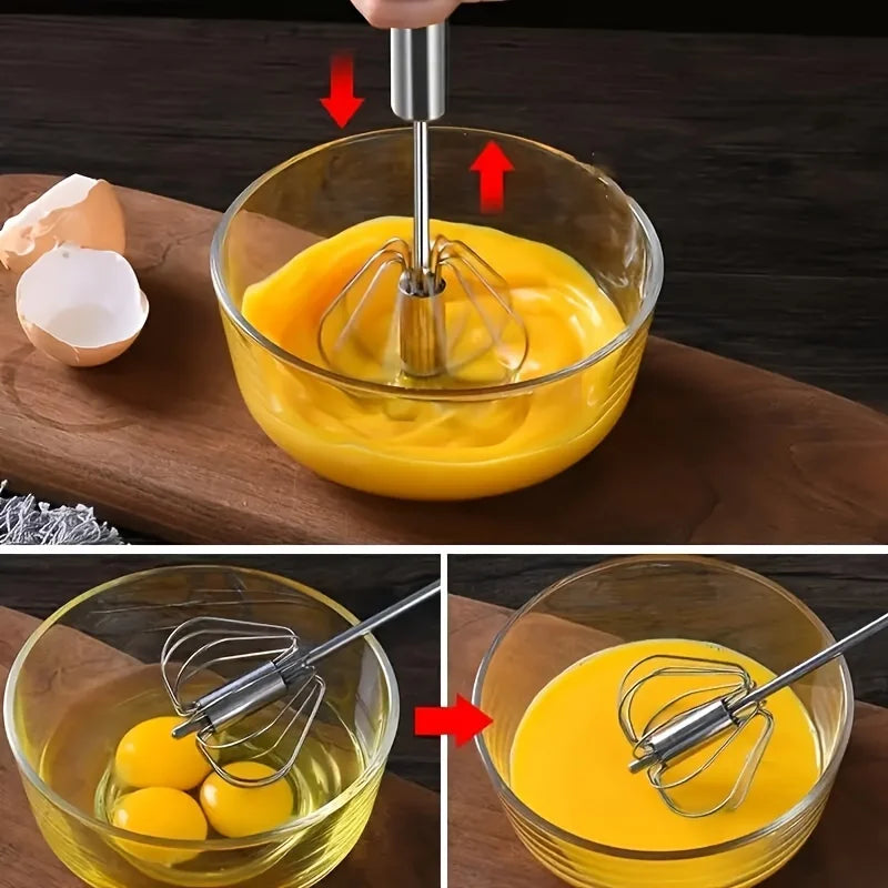 Upgrade Your Baking Game with the Stainless Steel Semi-Automatic Egg Beater - Effortless Mixing for Perfect Cakes and Cream!