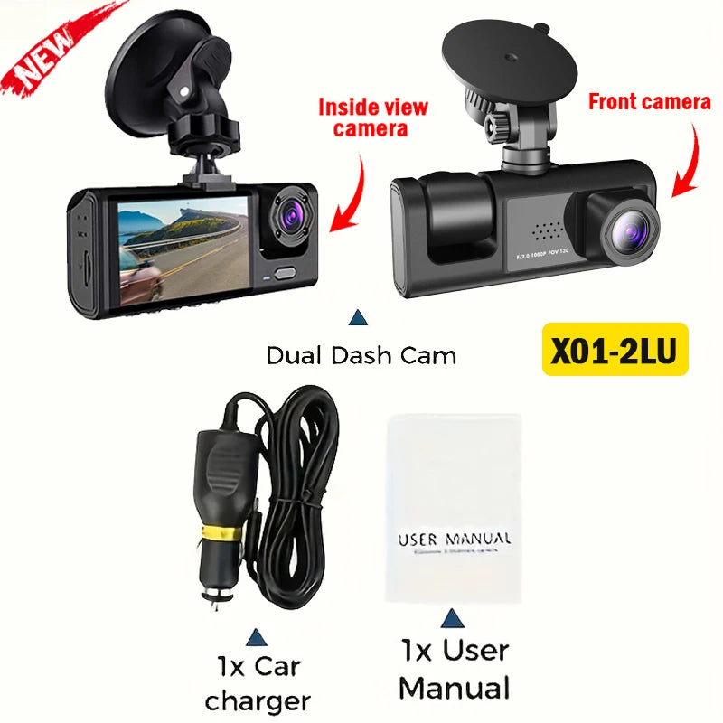 Experience Ultimate Car Safety with the Triple Lens HD Dashcam – 1080P Video Recording, Night Vision & WiFi Connectivity