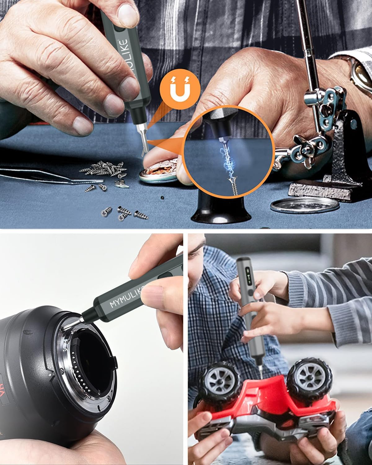 68Pcs Electric Screwdriver Set, Mini Precision Screwdriver 3.7V Power Screwdriver- 64 S2 Magnetic Bits, 5 Torque Settings, 4 LED Lights, Repair Tool for Work Phone Camera Laptop Watch