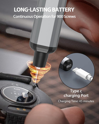 68Pcs Electric Screwdriver Set, Mini Precision Screwdriver 3.7V Power Screwdriver- 64 S2 Magnetic Bits, 5 Torque Settings, 4 LED Lights, Repair Tool for Work Phone Camera Laptop Watch