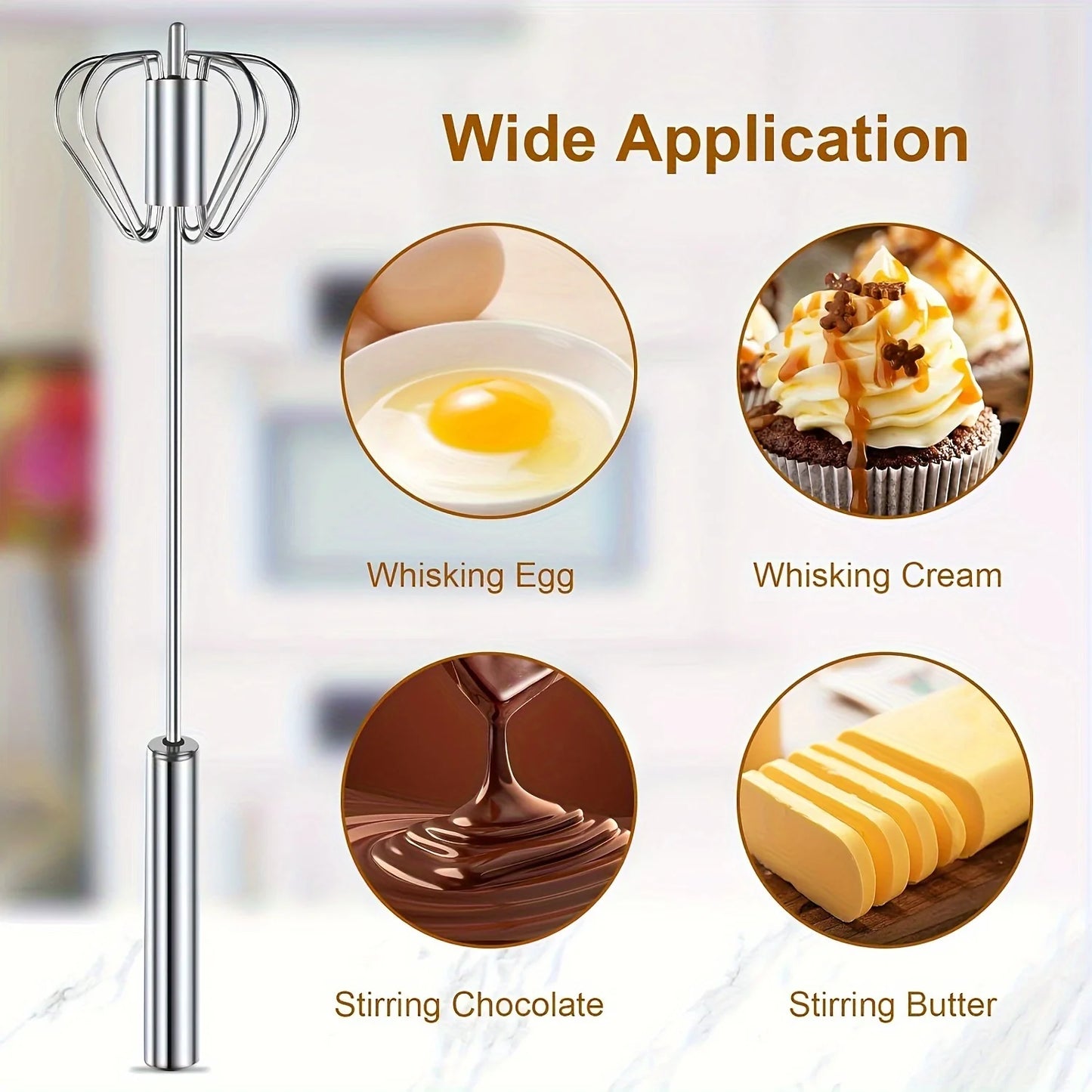 Upgrade Your Baking Game with the Stainless Steel Semi-Automatic Egg Beater - Effortless Mixing for Perfect Cakes and Cream!