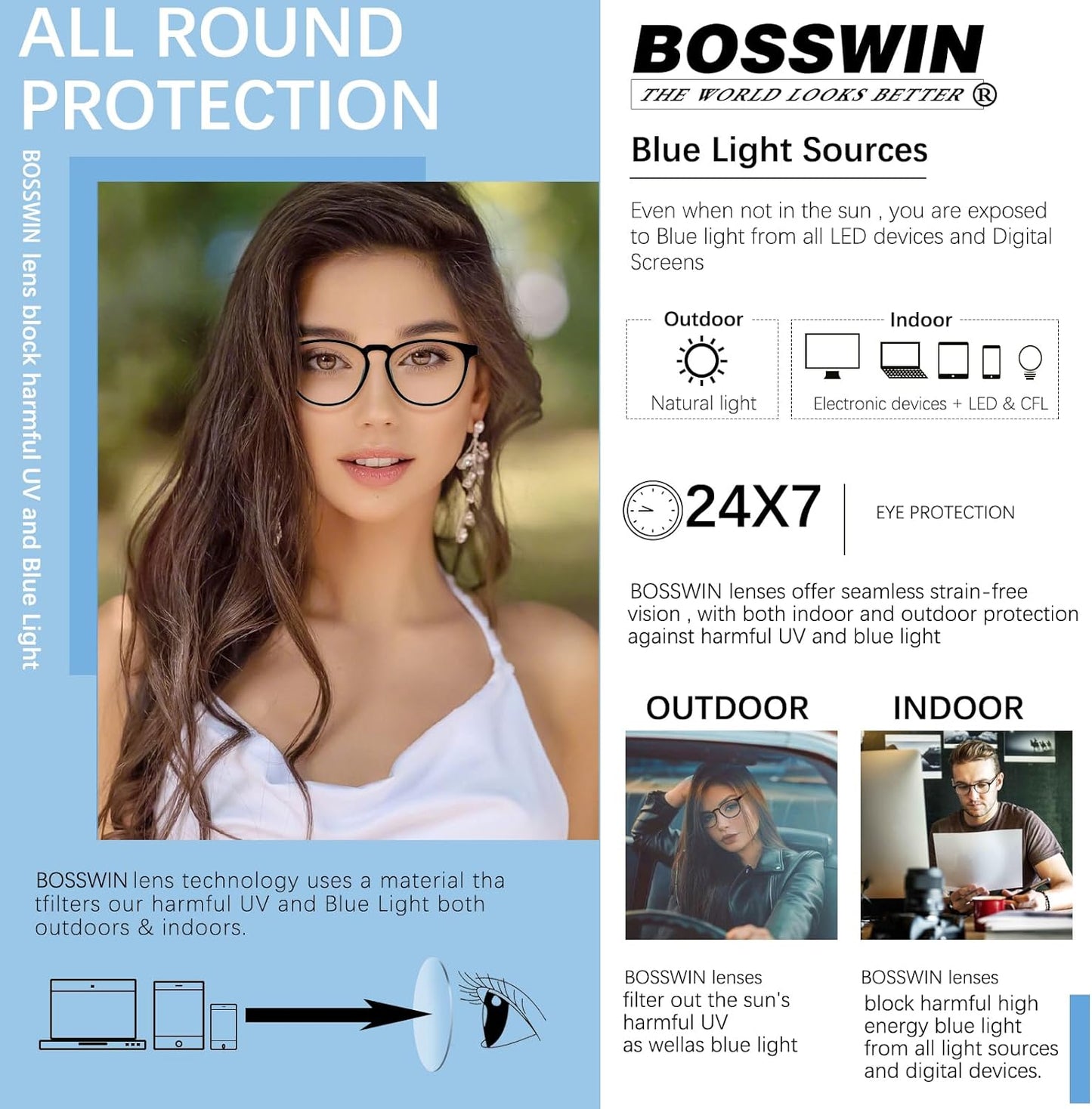 Blue Light Blocking Glasses for Women/Men - 4Pack Computer Reading/Gaming/Tv/Phones Glasses anti UV Glare Eyestrain