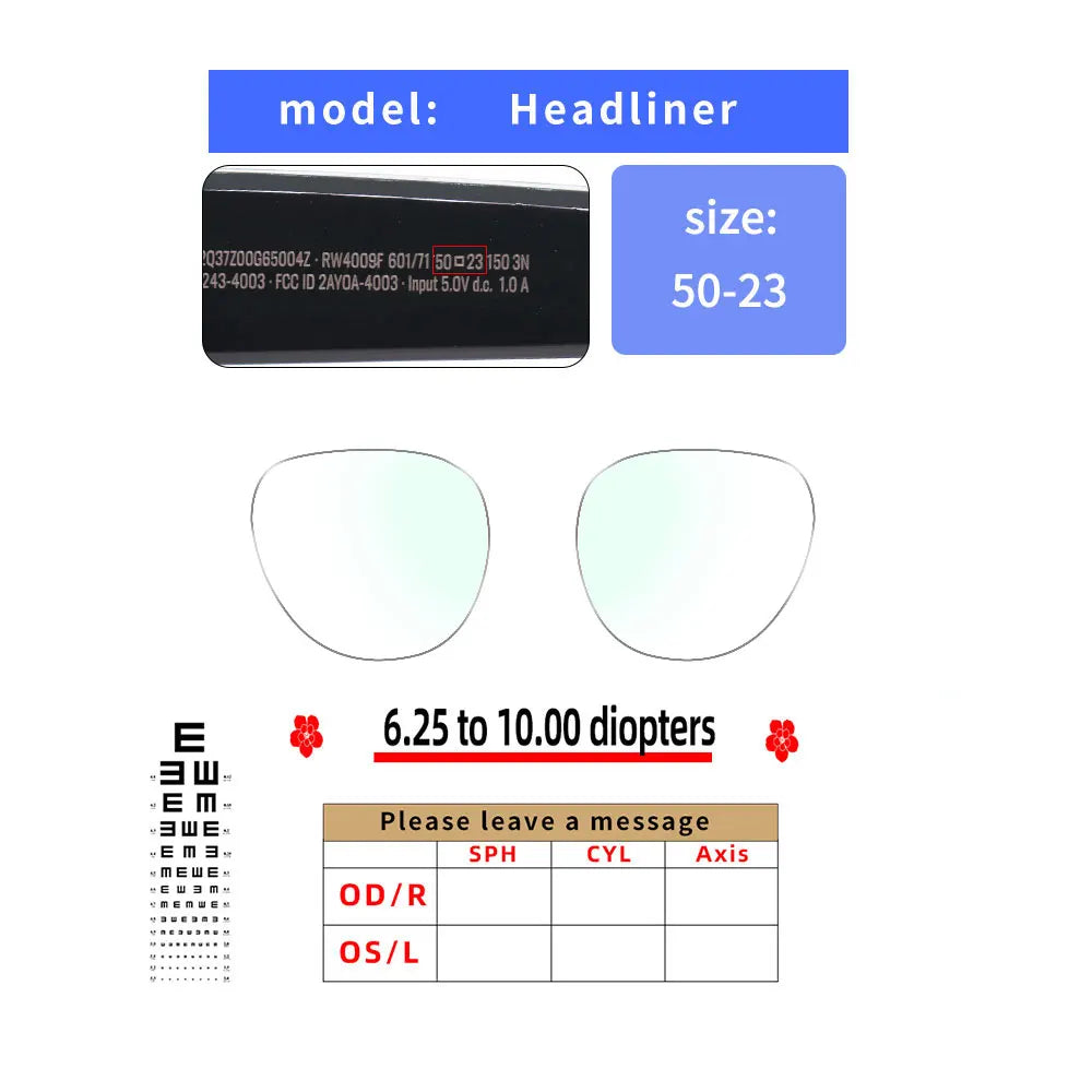 For RAY-BAN  SKYLER， Wayfrer Custom Prescription Lenses for Myopia, Astigmatism, anti Blue Light AR Glasses Lenses