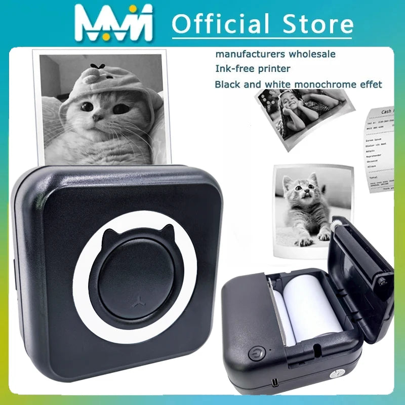 Portable Mini Thermal Printer for Photos and Labels - 58mm Wireless Bluetooth for Android and iOS