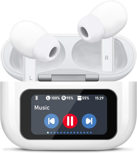 Wireless Earbuds, 5.4 Bluetooth Headphones with Touch Screen Ear Buds, ANC ENC Noise Cancelling Earbuds Headphones with Microphone, Wireless Bluetooth in Ear Earphones for Android IOS Phones