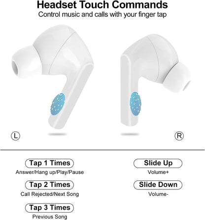 Wireless Earbuds, 5.4 Bluetooth Headphones with Touch Screen Ear Buds, ANC ENC Noise Cancelling Earbuds Headphones with Microphone, Wireless Bluetooth in Ear Earphones for Android IOS Phones