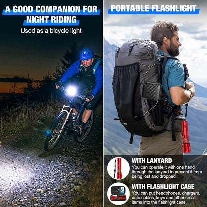 Flashlights High Lumens Rechargeable, Super Bright LED Powerful Flashlight, Type-C, 5 Modes, Zoomable, IPX5 Waterproof High Powered Tactical Flash Light for Emergency Camping,Red