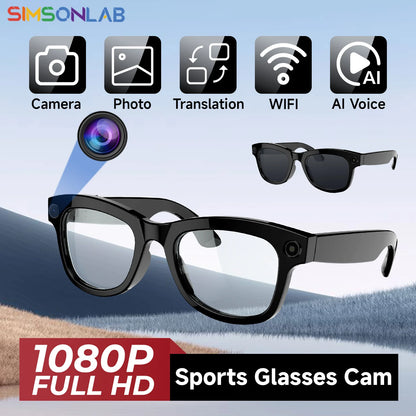 2025 Smart Glasses with 1080P HD Camera, AI Translation, and DVR Capabilities for Outdoor Sports and Video Conferencing