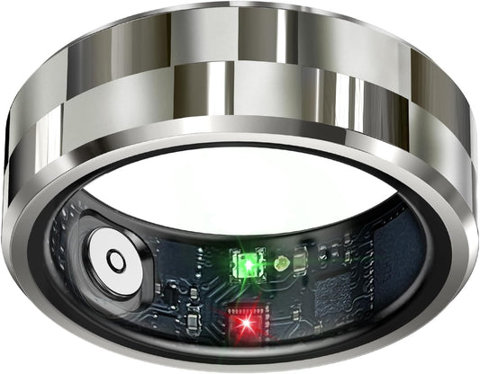 Smart Health Tracking Ring with Sleep Monitoring, Heart Rate Monitoring, and Activity Tracking Features - Waterproof Fitness Ring with Air Gesture Control, 7-Day Battery Life, Compatible with iOS and Android (Stylish Silver #8)