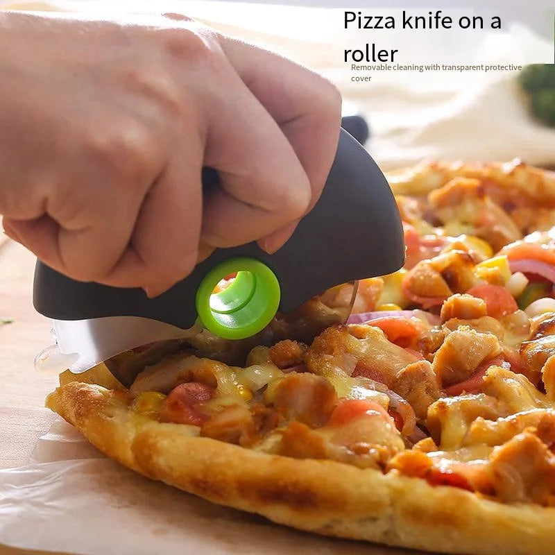 Stainless Steel Roller Cutter Multi-Purpose Pizza Cake Dough Slicing Tool Baking Kitchen Accessories with Sharp Blade Wheel