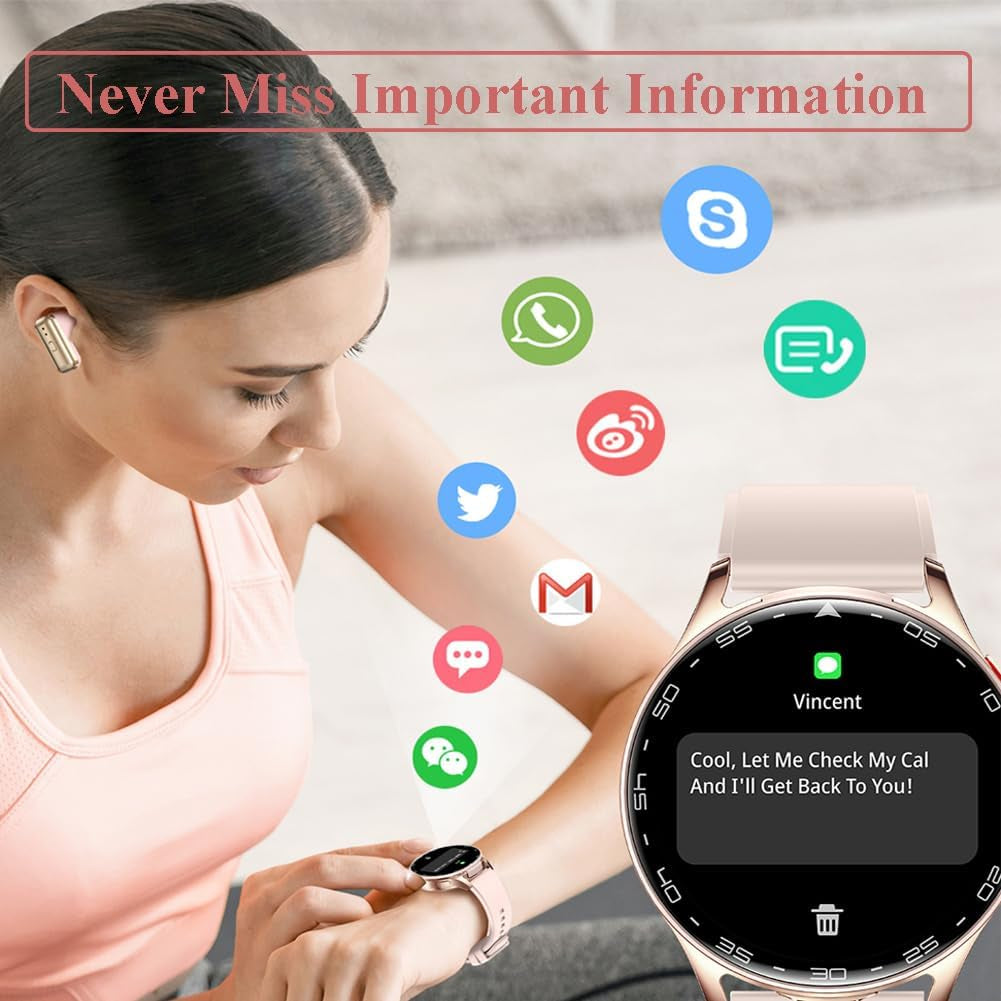 Smart Watch with Earbuds, 2 in 1 Bluetooth Smartwatch, 1.39" HD IPS Screen Smartwatch for Men Women, Fitness Tracker Long Time Standby Men Women Sports Smart Watch (Pink)