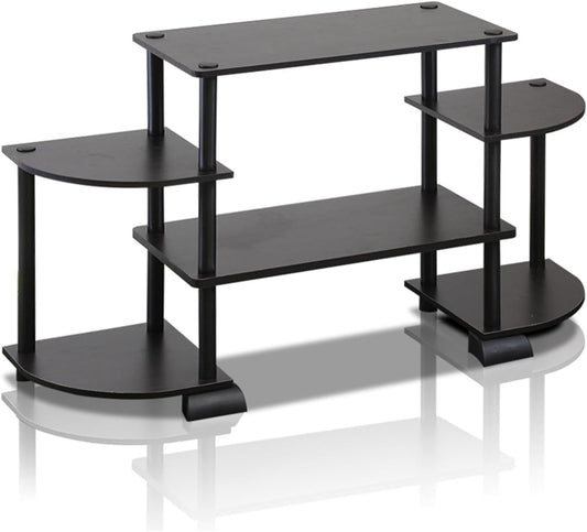 Turn-N-Tube Rounded Corner TV Entertainment Center, Espresso/Black