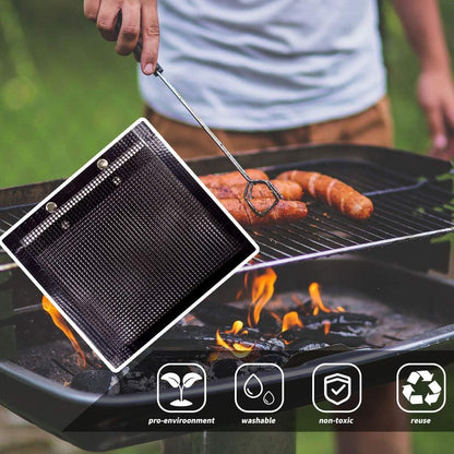 2 Pcs BBQ Grill Mesh Bag with 2 Pcs Silicone Brush, Non-Stick Large BBQ Baked Grilling PTFE Bag Heat-Resistant Reusable Easy to Clean Mesh Backing Bag for Outdoor Picnic Cooking Barbecue Father'S Day Gift