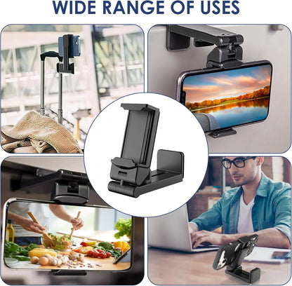 Airplane in Flight Phone Holder, 2PCS 360° Rotatable Universal Desk Stand Compatible with Iphone/Galaxy Android Phones, Portable Adjustable Mount Travel Essential for Plane, Train, Work