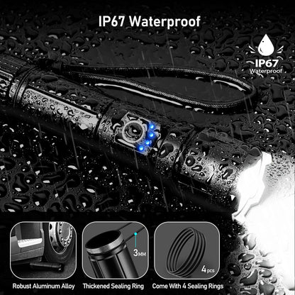 Rechargeable Flashlight High Lumens, Super Bright LED Powerful Tactical Torch - 5 Light Modes, Zoomable, Long Lasting, Waterproof Handheld Flash Light for Emergency, Camping, Hiking