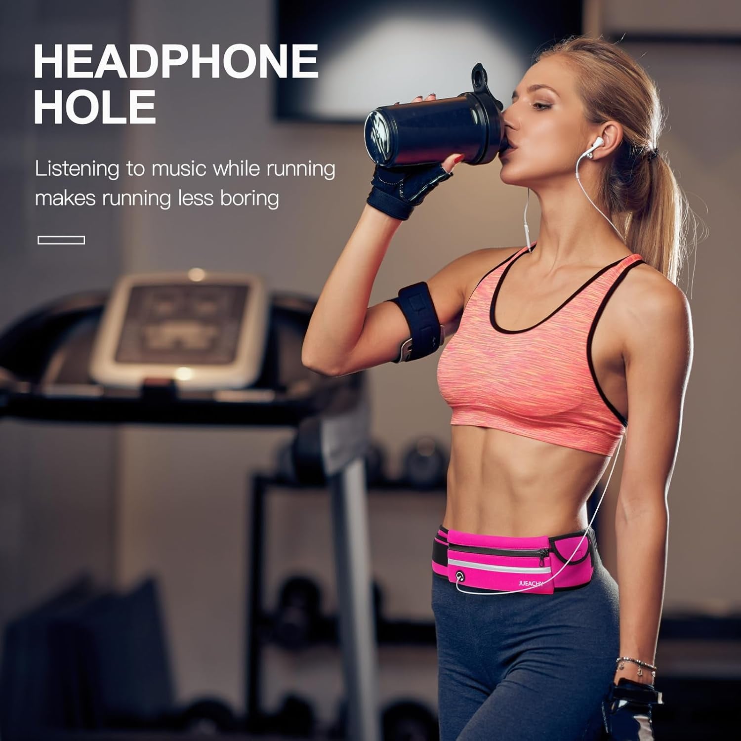 Unleash Your Active Lifestyle with the Women's Waterproof Adjustable Running Belt – Convenient Fanny Pack with Phone Holder and Headphone Port