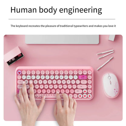 AJAZZ 308I Wireless Keyboard Bluetooth Silent Mouse for Laptop, Mobile Phone, Ipad, Tablet Computer, Cute for Office Use
