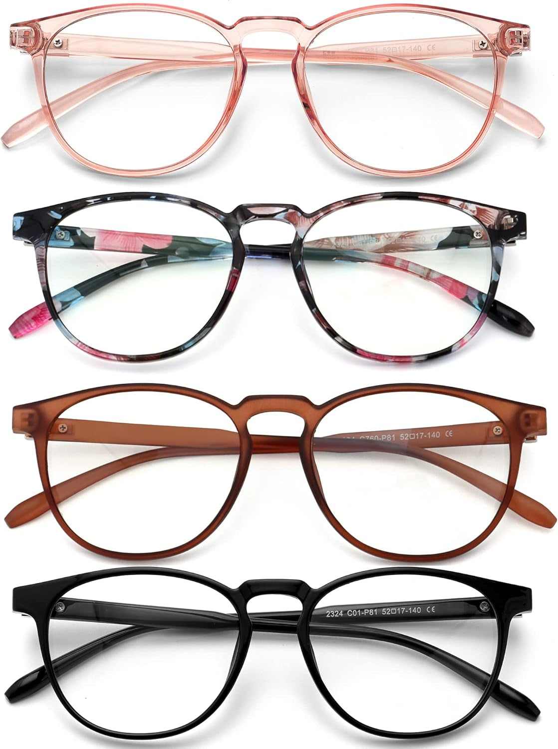 Blue Light Blocking Glasses for Women/Men - 4Pack Computer Reading/Gaming/Tv/Phones Glasses anti UV Glare Eyestrain