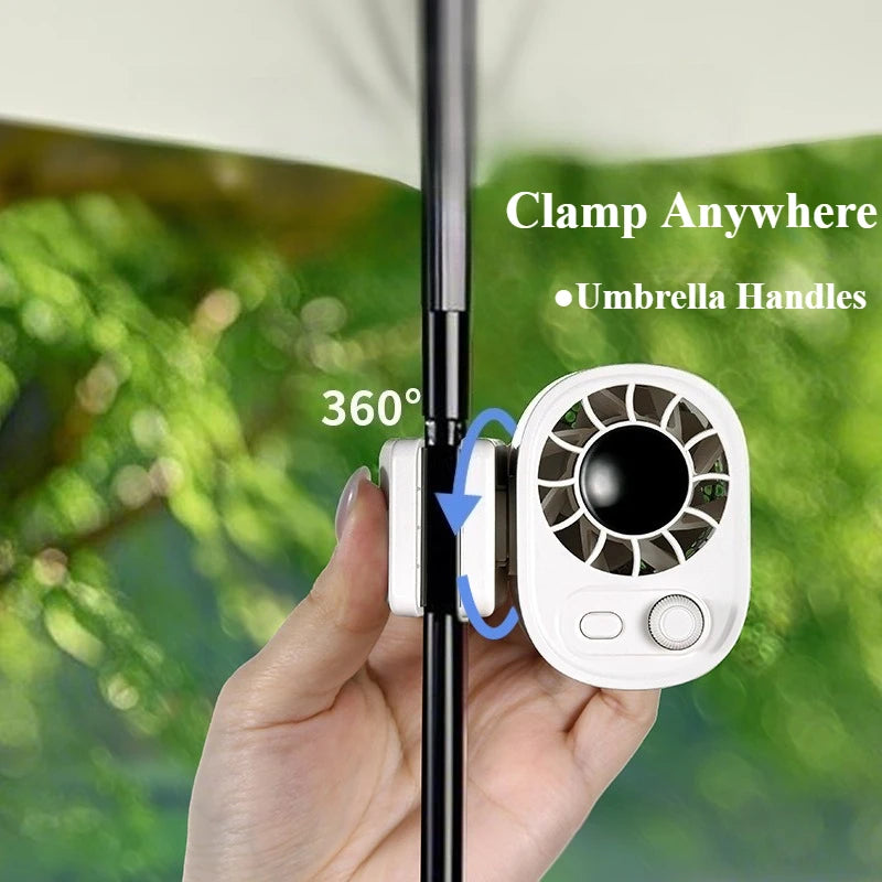 360° Rotatable Portable Car Clip Fan - 100 Speed Wind, 12V USB Rechargeable, Low Noise Mini Clamp Fan