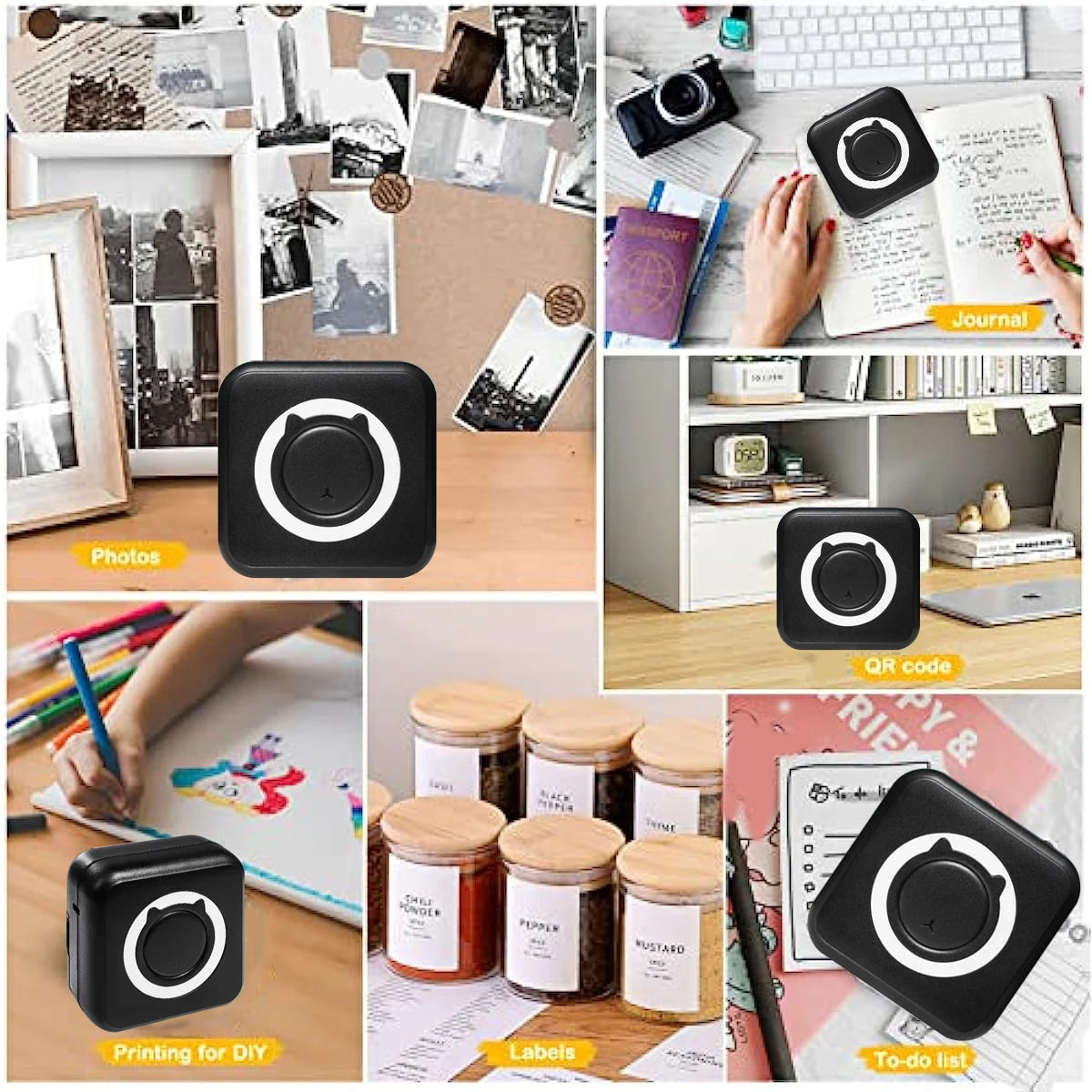 Portable Mini Thermal Printer for Photos and Labels - 58mm Wireless Bluetooth for Android and iOS