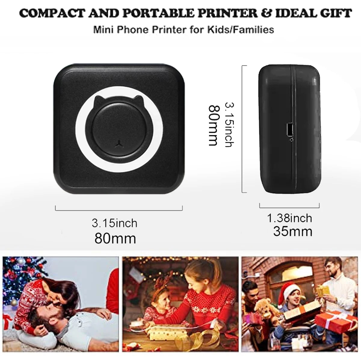 Portable Mini Thermal Printer for Photos and Labels - 58mm Wireless Bluetooth for Android and iOS