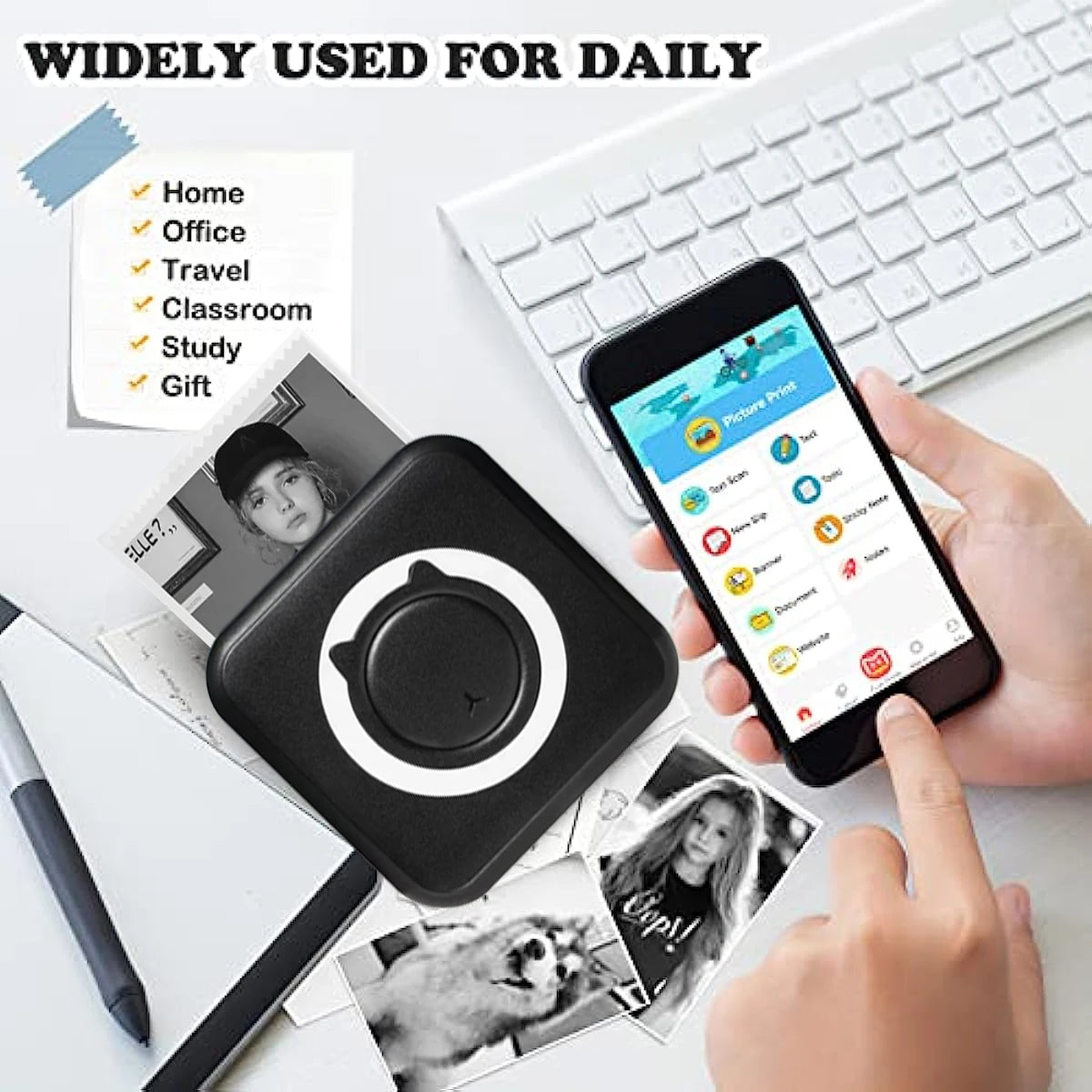 Portable Mini Thermal Printer for Photos and Labels - 58mm Wireless Bluetooth for Android and iOS