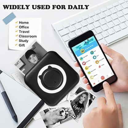Portable Mini Thermal Printer for Photos and Labels - 58mm Wireless Bluetooth for Android and iOS
