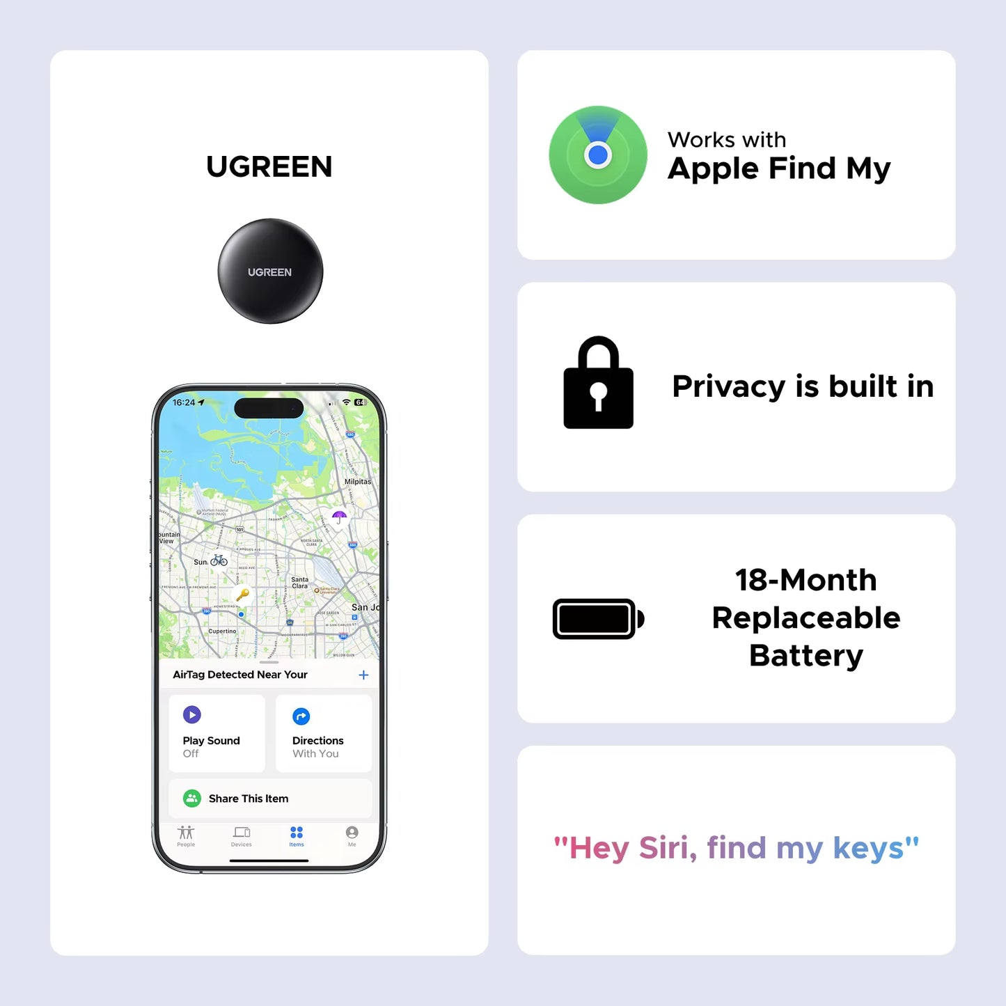 Finder Security Smarttrack Link Smart Tag with Apple Find My Key Bluetooth GPS Tracker for Earbud Luggage Mfi Finder IOS