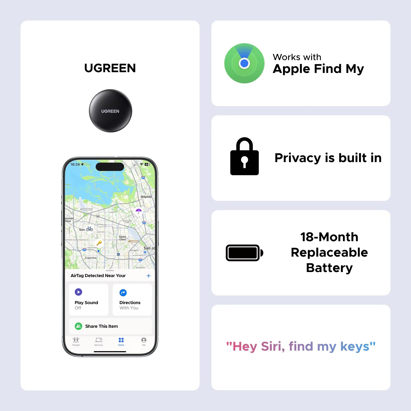 Finder Security Smarttrack Link Smart Tag with Apple Find My Key Bluetooth GPS Tracker for Earbud Luggage Mfi Finder IOS