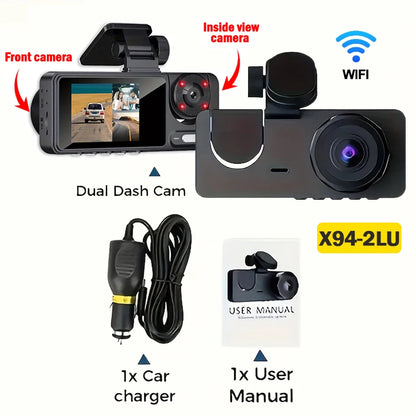 Experience Ultimate Car Safety with the Triple Lens HD Dashcam – 1080P Video Recording, Night Vision & WiFi Connectivity