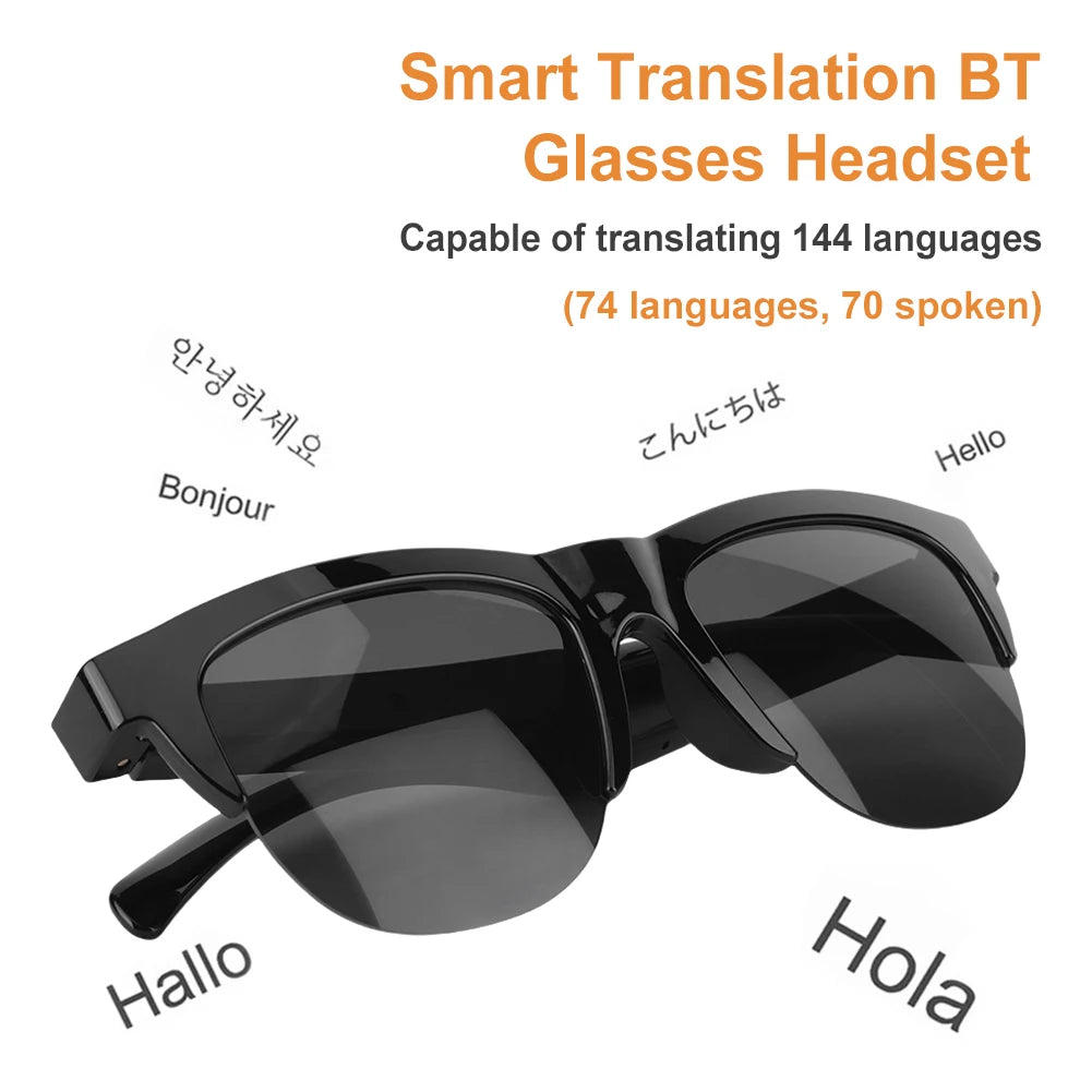 144 Languages Smart Glasses Translator Bluetooth-Compatible 5.3 Translation Glasses Smart Sunglasses Glasses for Android and Ios