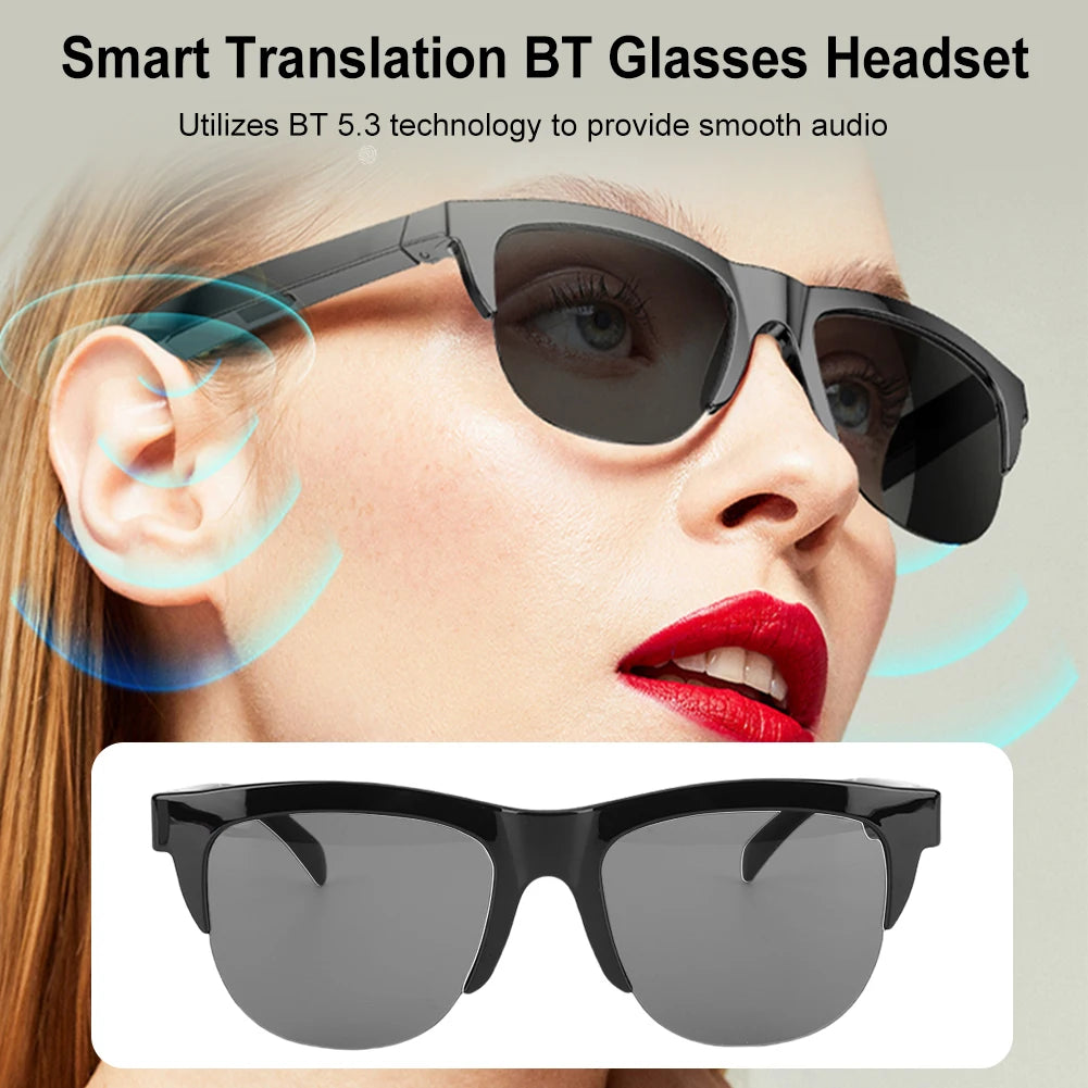 144 Languages Smart Glasses Translator Bluetooth-Compatible 5.3 Translation Glasses Smart Sunglasses Glasses for Android and Ios